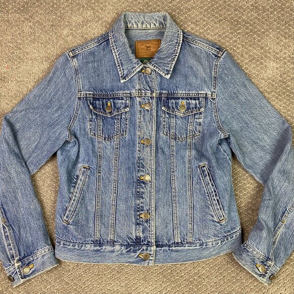 Vintage 90s Ralph Lauren Jeans Co. Denim Trucker Jacket Women's Medium Blue Jean - Picture 1 of 11